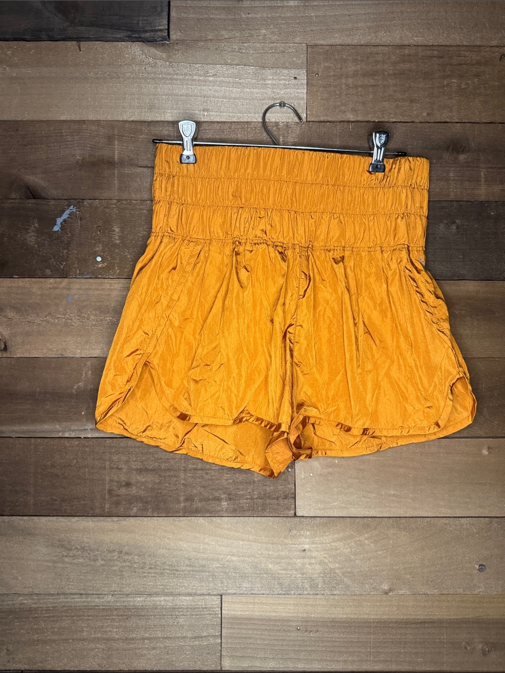 Free People High-Waist Smocked Orange Shorts-LINER AND TAG CUT OUT